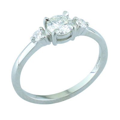 Round diamond three stone platinum ring