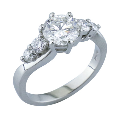 Diamond five stone platinum ring