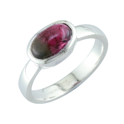 Pink sapphire bezel set ring