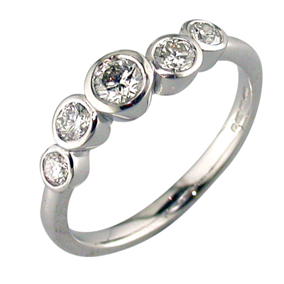 Platinum five stone bubble style ring