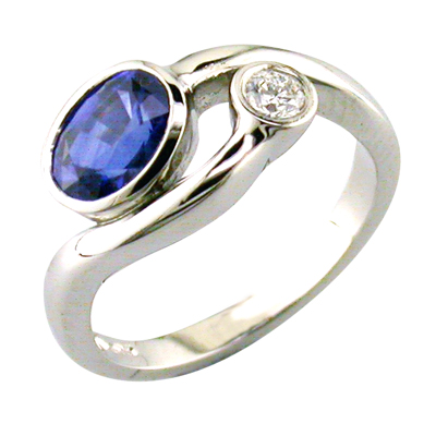 Sapphire and diamond twist style ring