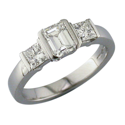 Platinum and diamond three stone ring