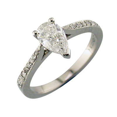 Pear shaped diamond solitaire ring