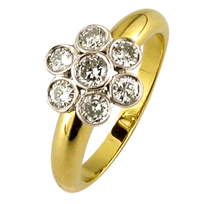 Diamond set daisy cluster ring