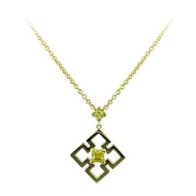 18ct yellow gold and yellow sapphire pendant