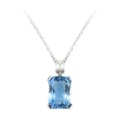 Topaz and diamond platinum pendant