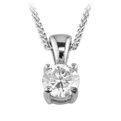 Platinum claw set diamond pendant