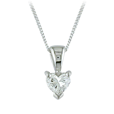 Heart shaped diamond platinum pendant