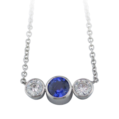 Sapphire and diamond trilogy pendant