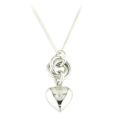 White gold heart shaped pendant