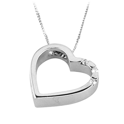 Platinum heart pendant with diamonds