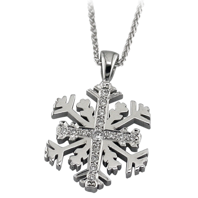 Platinum and diamond snowflake pendant