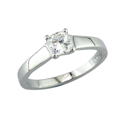 Platinum cushion cut diamond single stone ring