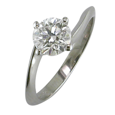 Diamond single stone twist style platinum ring