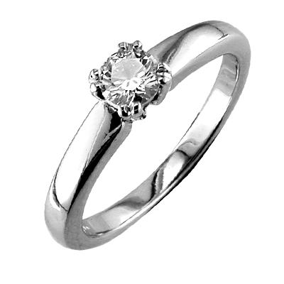 Round shaped diamond single stone ring with double claws