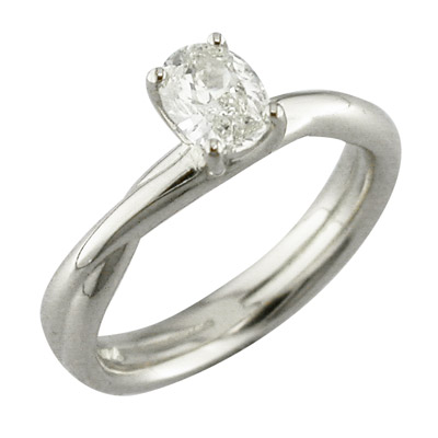 Oval shaped diamond single stone platinum ring