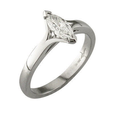 Marquise diamond single stone platinum ring