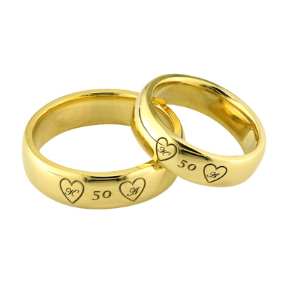Ladies and gents 50-year wedding anniversary rings