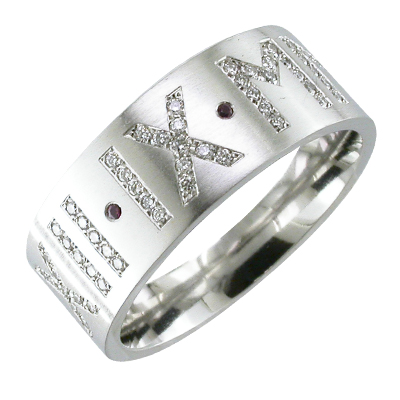 Gent’s platinum band with diamond set roman numerals