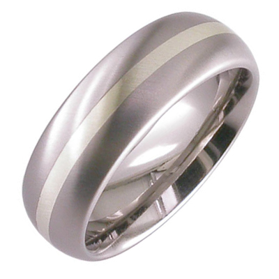 Gent’s matt finish band with white gold inlay