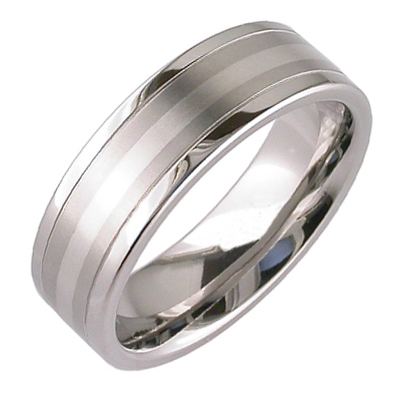 Gent’s 18ct white gold band with 9ct white gold centre