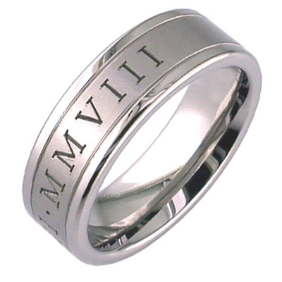 Gent’s platinum band with roman numerals