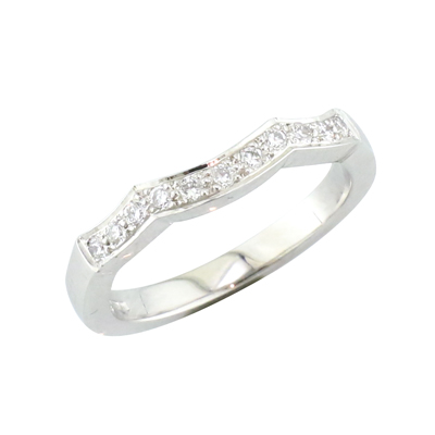 Platinum fitted wedding ring with pave set diamonds