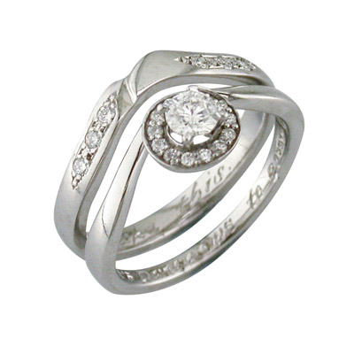 Platinum stone set fitted wedding ring