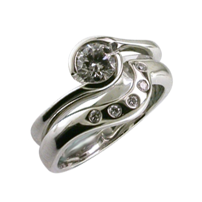 Platinum fitted wedding ring with flush set diamonds