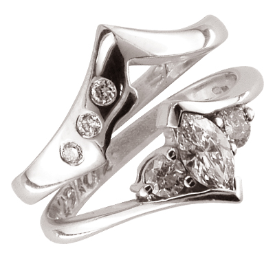 Platinum fitted wedding ring with flush set diamonds