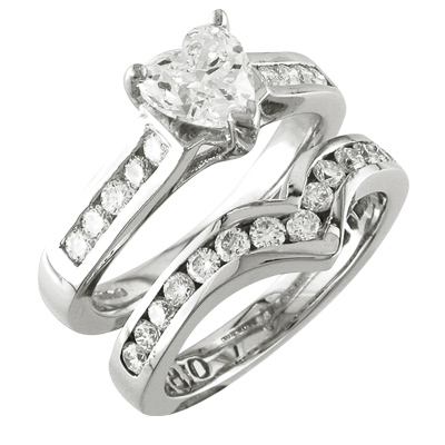 Platinum fitted wedding ring with channel set diamonds